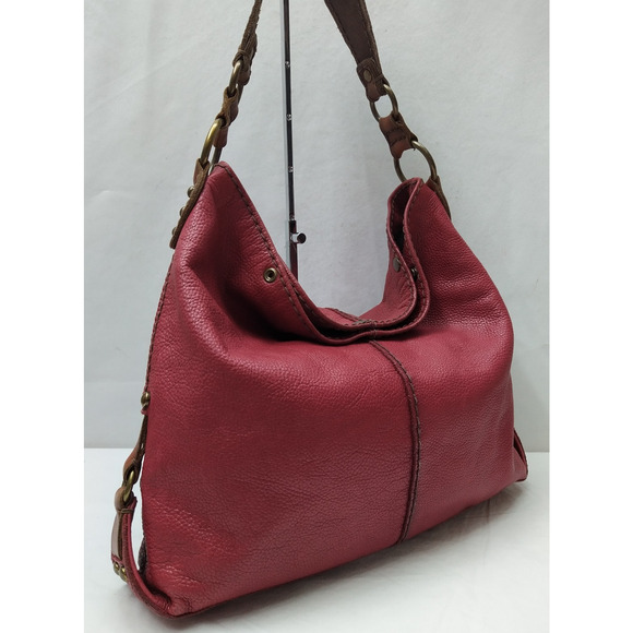 Lucky Brand Red Pebbled Leather Hobo Shoulder Bag - Picture 3 of 16